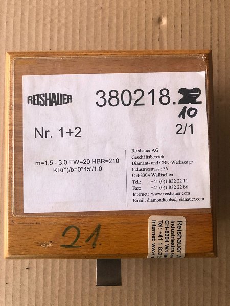 REISHAUER AG - DIAMANT- UND CBN WERKZEUGE 380218.10 / Modul 1,5 - 3,0 EW 20° HBR=210 Diamond grinding wheels