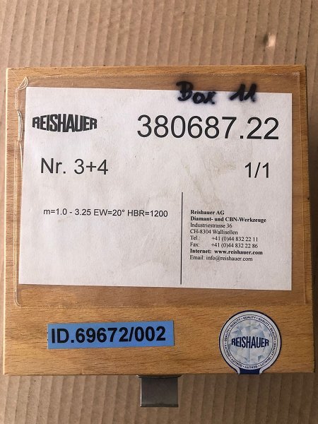 REISHAUER AG - DIAMANT- UND CBN WERKZEUGE 380687.22 / Modul 1,0 - 3,25 EW 20° HBR=1200 Diamond grinding wheels