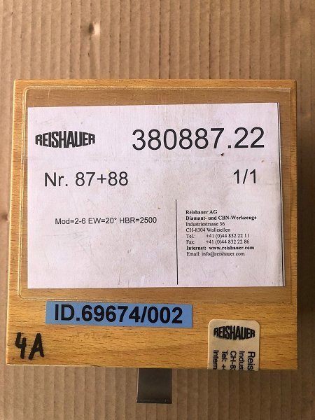 REISHAUER AG - DIAMANT- UND CBN WERKZEUGE 380887.22 / Modul 2,0 - 6,0 EW 20° HBR=1200 Diamond grinding wheels