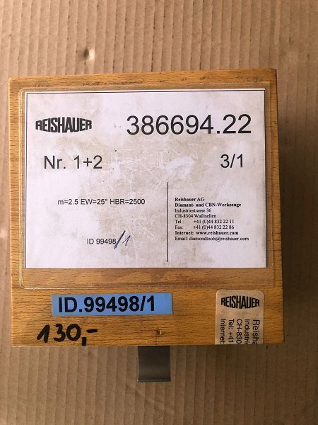 REISHAUER AG - DIAMANT- UND CBN WERKZEUGE 386694.22 / Modul 2,5 EW 25° HBR=2500 Diamond grinding wheels