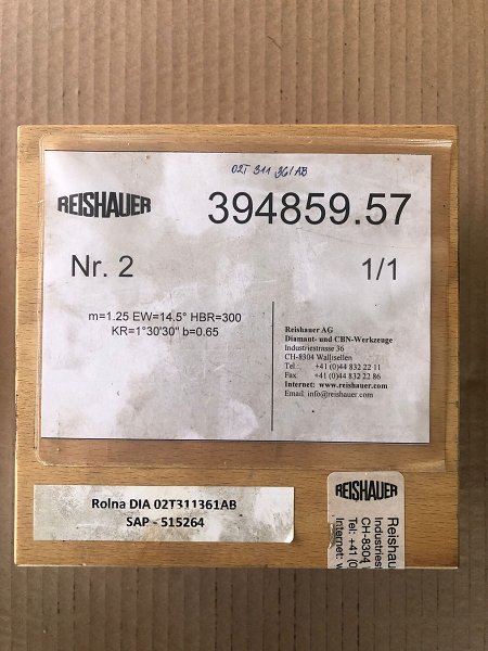 REISHAUER AG - DIAMANT- UND CBN WERKZEUGE 394859.57 / Modul 1,25 EW 14,5° HBR=300 Diamond grinding wheels