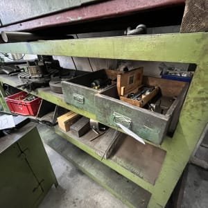 Workshop rack with contents