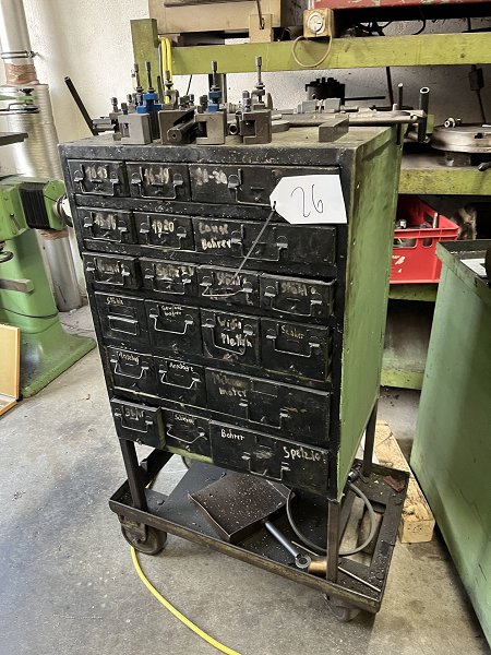 Tool cabinet with lathe accessories