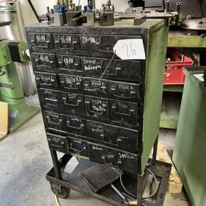 Tool cabinet with lathe accessories