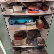 Workshop cabinet with contents