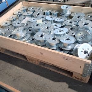 Lot of galvanized cable and deflection pulleys