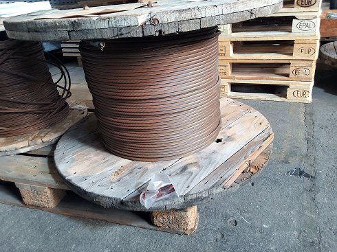 Drum with bronze cable / overhead line 70 mm²