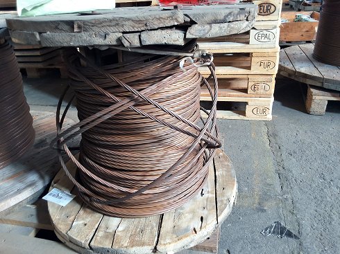 Drum with bronze cable / overhead line 50 mm²