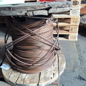 Drum with bronze cable / overhead line 50 mm²