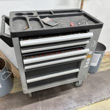 Workshop trolley with steel cabinet