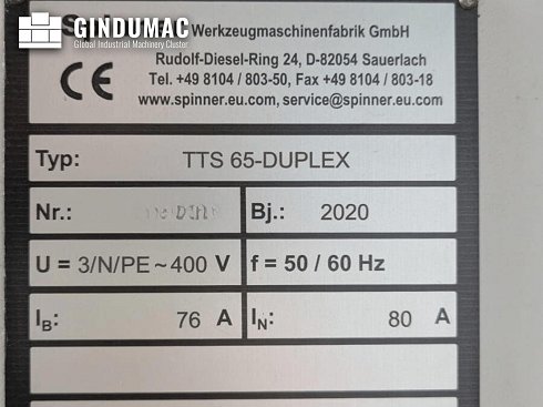 &#x27a4; Venta de SPINNER TTS 65-DUPLEX usados | gindumac.com