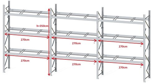 Estantería para palets DEXION P90 - 3 pallets traverse