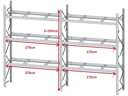 Estantería para palets DEXION P90 - 3 pallets traverse