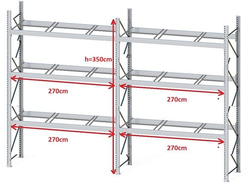 Estantería para palets DEXION P90 - 3 pallets traverse