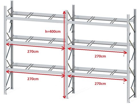 Estantería para palets DEXION P90 - 3 pallets traverse