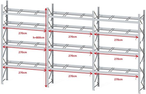 Estantería para palets DEXION P90 - 3 pallets traverse