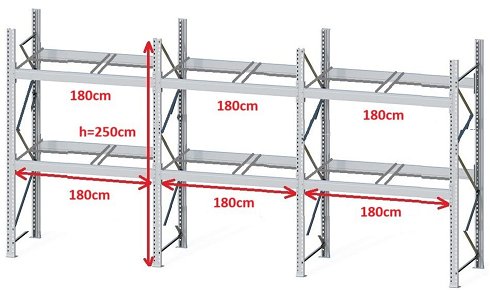 Estantería para palets DEXION P90 - 2 palets traverse