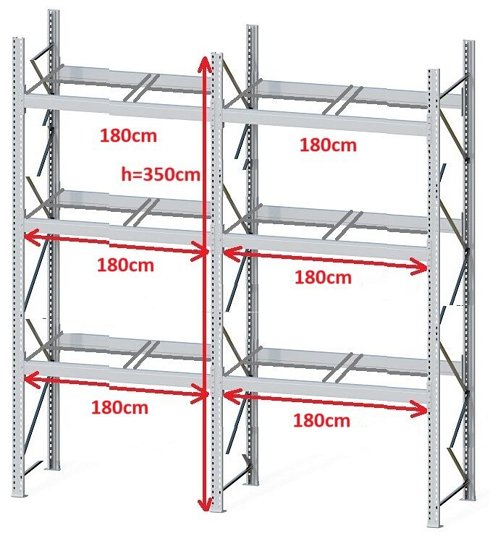 Estantería para palets DEXION P90 - 2 palets traverse