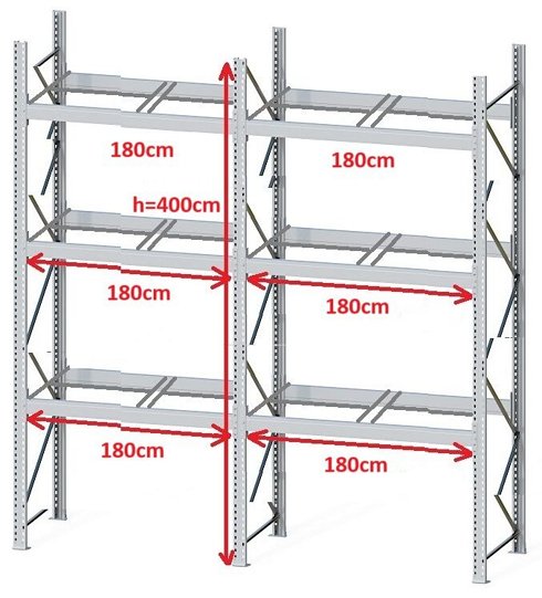 Estantería para palets DEXION P90 - 2 palets traverse