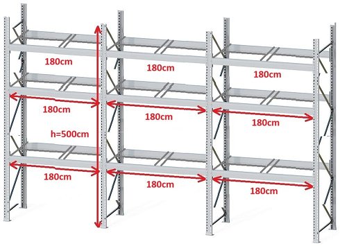 Estantería para palets DEXION P90 - 2 palets traverse