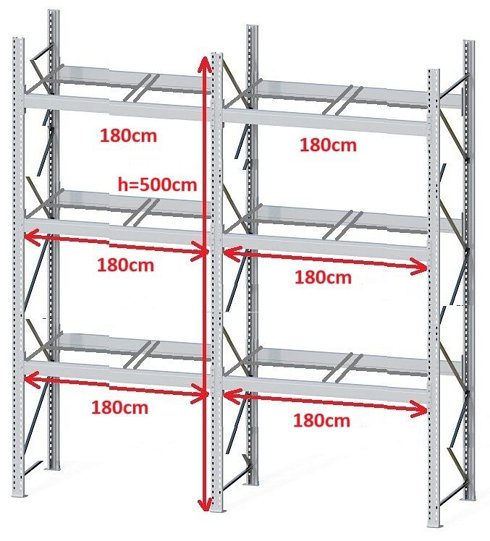 Estantería para palets DEXION P90 - 2 palets traverse