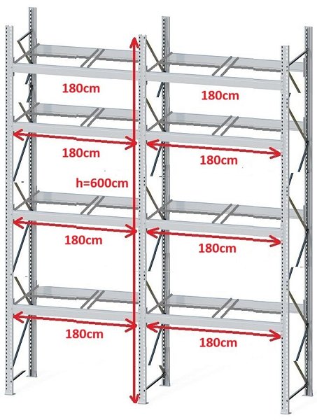 Estantería para palets DEXION P90 - 2 palets traverse