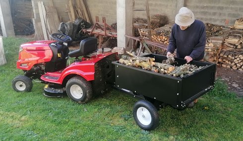 Remolque Basculante de Metal para Tractor Cortacesped (Nuevo)