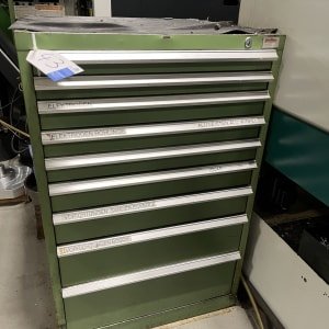 Workshop drawer cabinet with contents