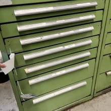 Workshop drawer cabinet with contents