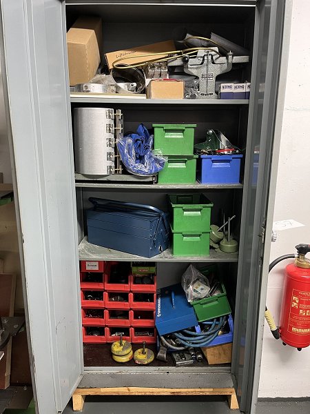 Workshop cabinet with contents