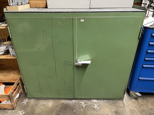 Workshop cabinet with contents