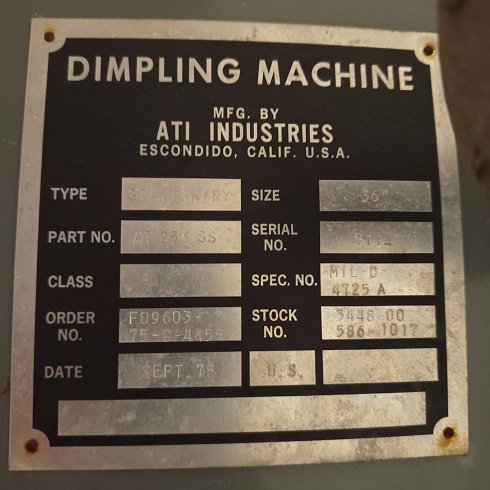 AT256 SS Stationary Hot Dimpling Machine del año 75