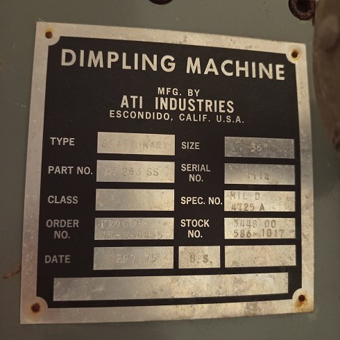 AT256 SS Stationary Hot Dimpling Machine del año 75