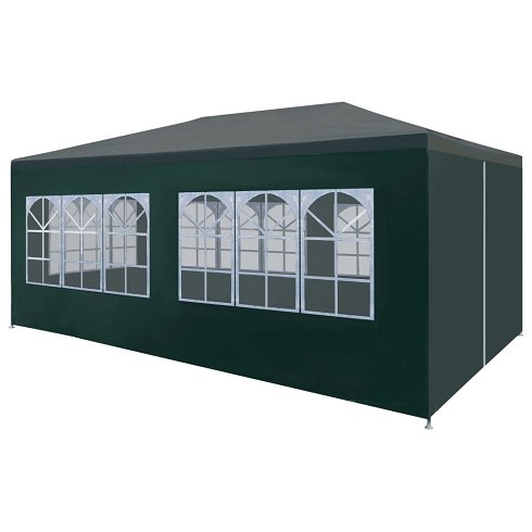 Carpa de Lona Verde Para Eventos con Ventanales de 6x3m (Nueva)