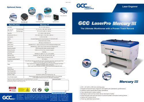 Máquina láser y corte profesional GCC Mercury III