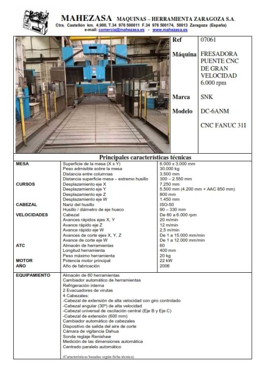Fresadora puente CNC de gran velocidad
