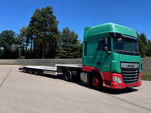 DAF - XF 450 FT - 2019 - Unidad tractora con remolque plataforma de Fliegl (YOC: 2009)