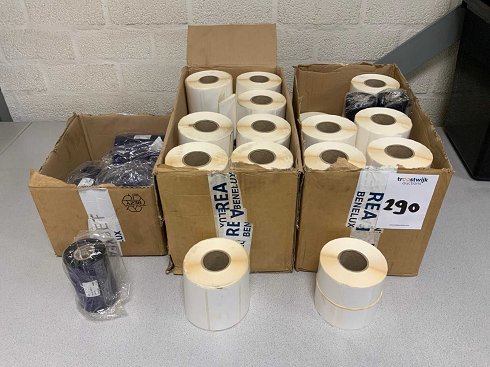 Etiquetas de cajas y rodillos t�rmicos de tinta t�rmica (2x)