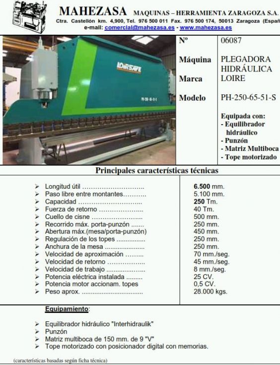 Plegadora hidr�ulica