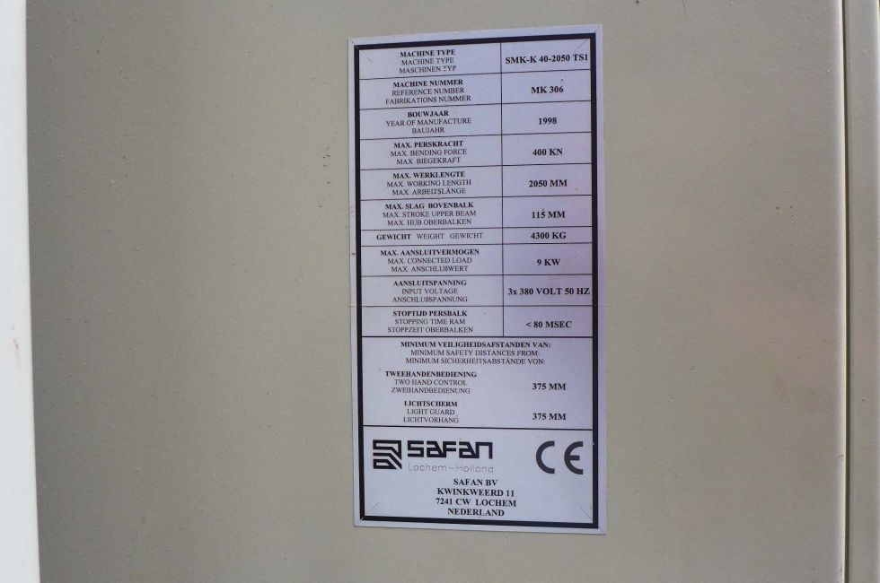 Safan smk k 40-205 ts 1 hydraulic press brakes