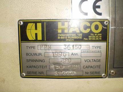 HACO Pressbrake PPM 3600 x 150 Ton