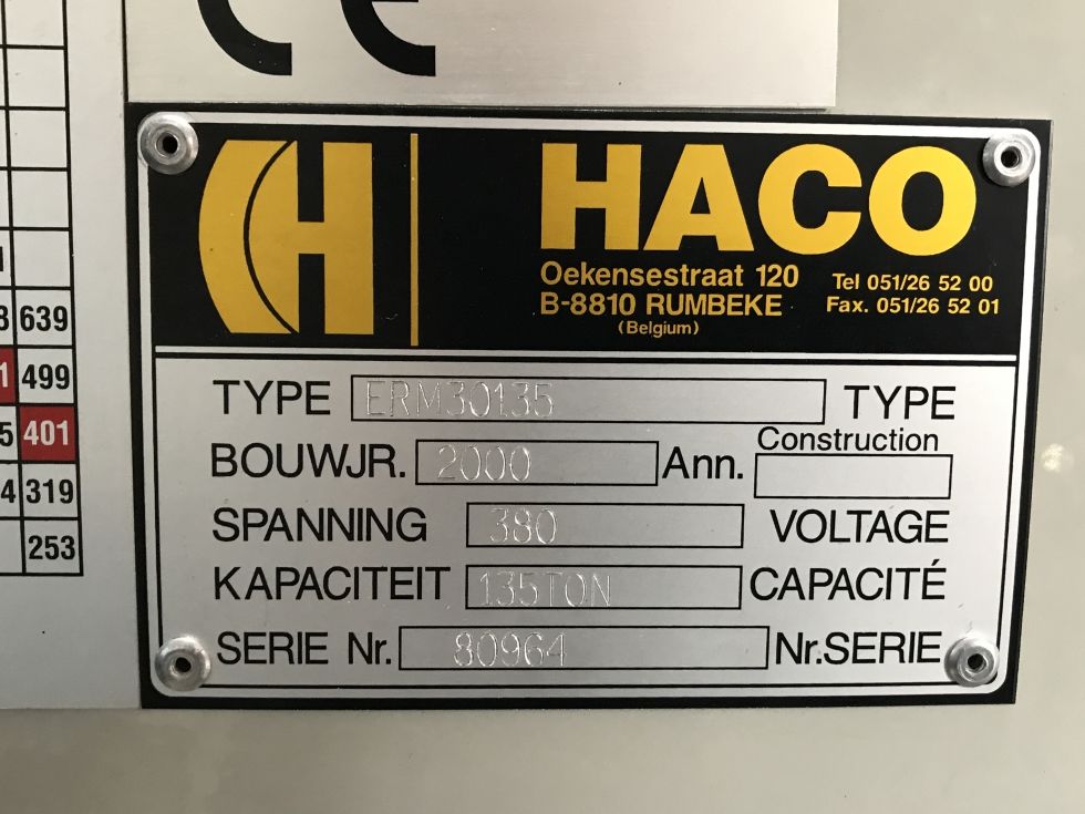 HACO ERM 3000 x 135T 8 Axis CNC Pressbrake
