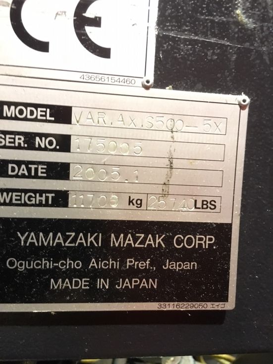 Mazak VARIAXIS 500 X/Y/Z/A/C 510/510/460 -120 +30/360 5 axis Mach4metal