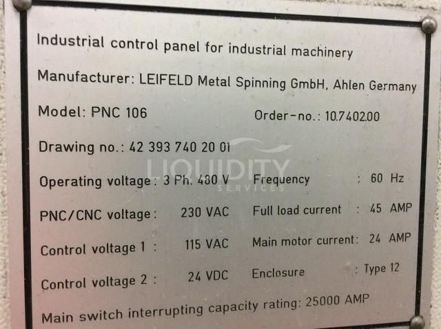 Leifeld PNC106 CNC spinning lathe Ø 700 x 800 mm Mach4metal