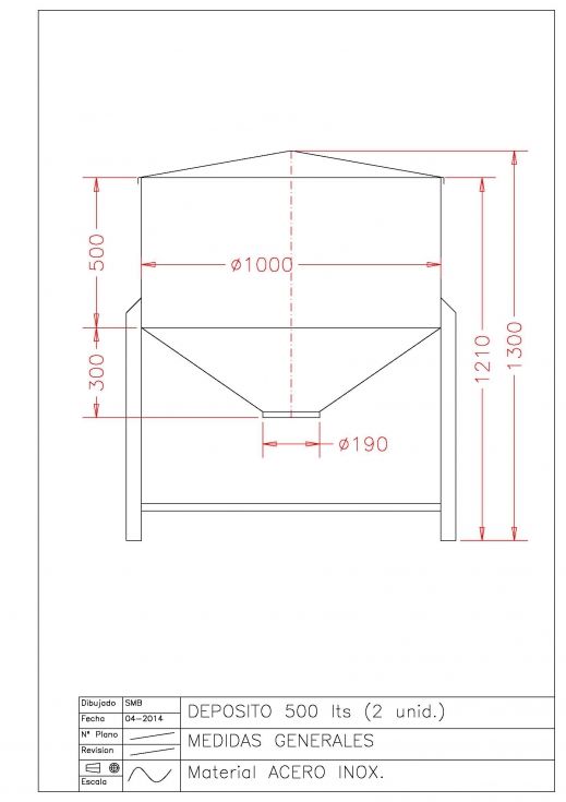 Deposito acero inoxidable 304 500 litros