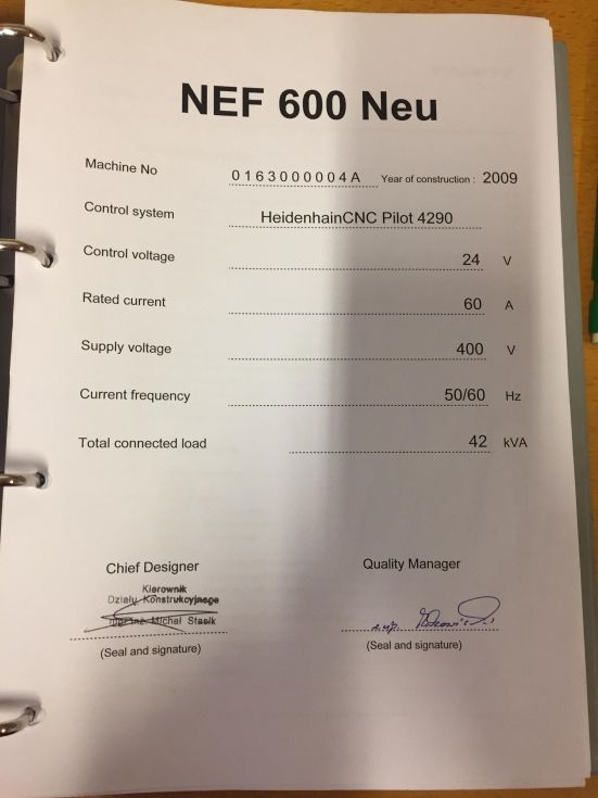 DMG NEF 600 CNC Lathe Ø 600 x 1200 C Axis & Live tools 4206 = Mach4metal