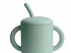 Taza didctica + pajita silicona solid cambridge blue, MUSHIE - CAMBRASFARMA