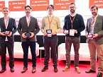 De izquierda a derecha: Juan Jess Muoz, de la PTEC, Jaime Urquiza, de Praxedo, Mario Martnez, de Targa Viasat Espaa, Fernando Rodrguez, de Logical Rioja, y Jos Rilo, de Aseamac.