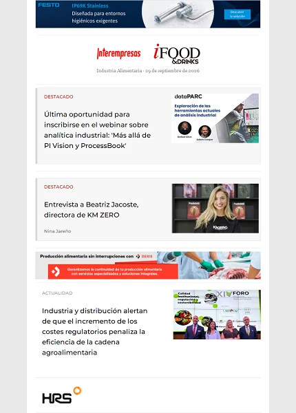 Newsletter Industria alimentaria Newsletter Industria alimentaria