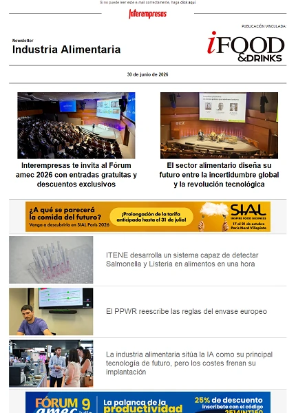 Newsletter Industria alimentaria Newsletter Industria alimentaria